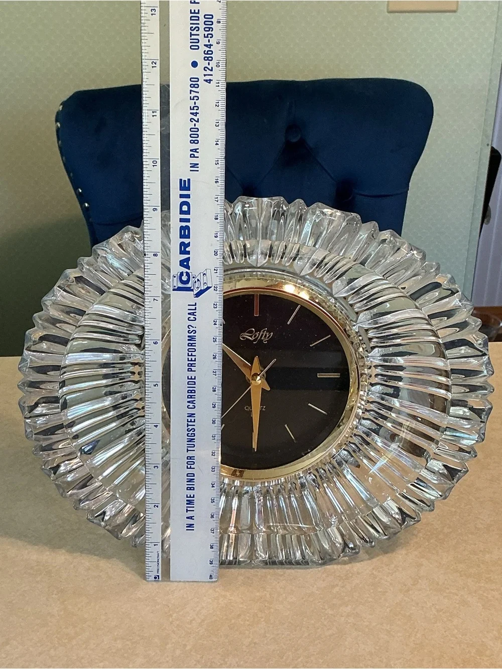 Clear Crystal Glass Wall Clock with Black Face